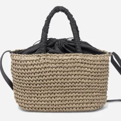 Eram Sacs Cabas^Panier foncé tressé à anses noires BEIGE