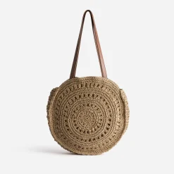 Eram Sacs Cabas^Panier rond foncé paille papier BEIGE