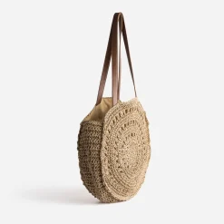 Eram Sacs Cabas^Panier rond foncé paille papier BEIGE