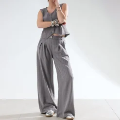 Texto Pantalons & Jeans^Pantalon de tailleur rayures tennis GRIS