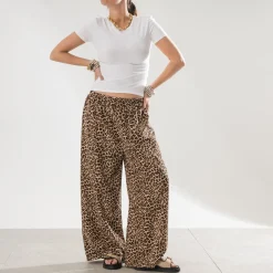 Texto Pantalons & Jeans^Pantalon fluide imprimé léopard MARRON