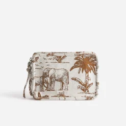 Texto Petite Maroquinerie^Pochette camel jacquard à motif éléphants BEIGE