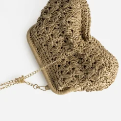 Eram Sacs À Main^Pochette minaudière façon raphia tressé BEIGE