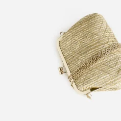 Eram Sacs À Main^Pochette minaudière paille écru brodé OR