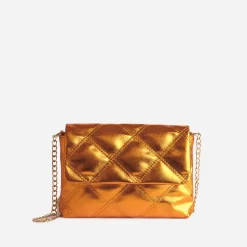 Texto Sacs À Main^Pochette métallisé matelassée ORANGE