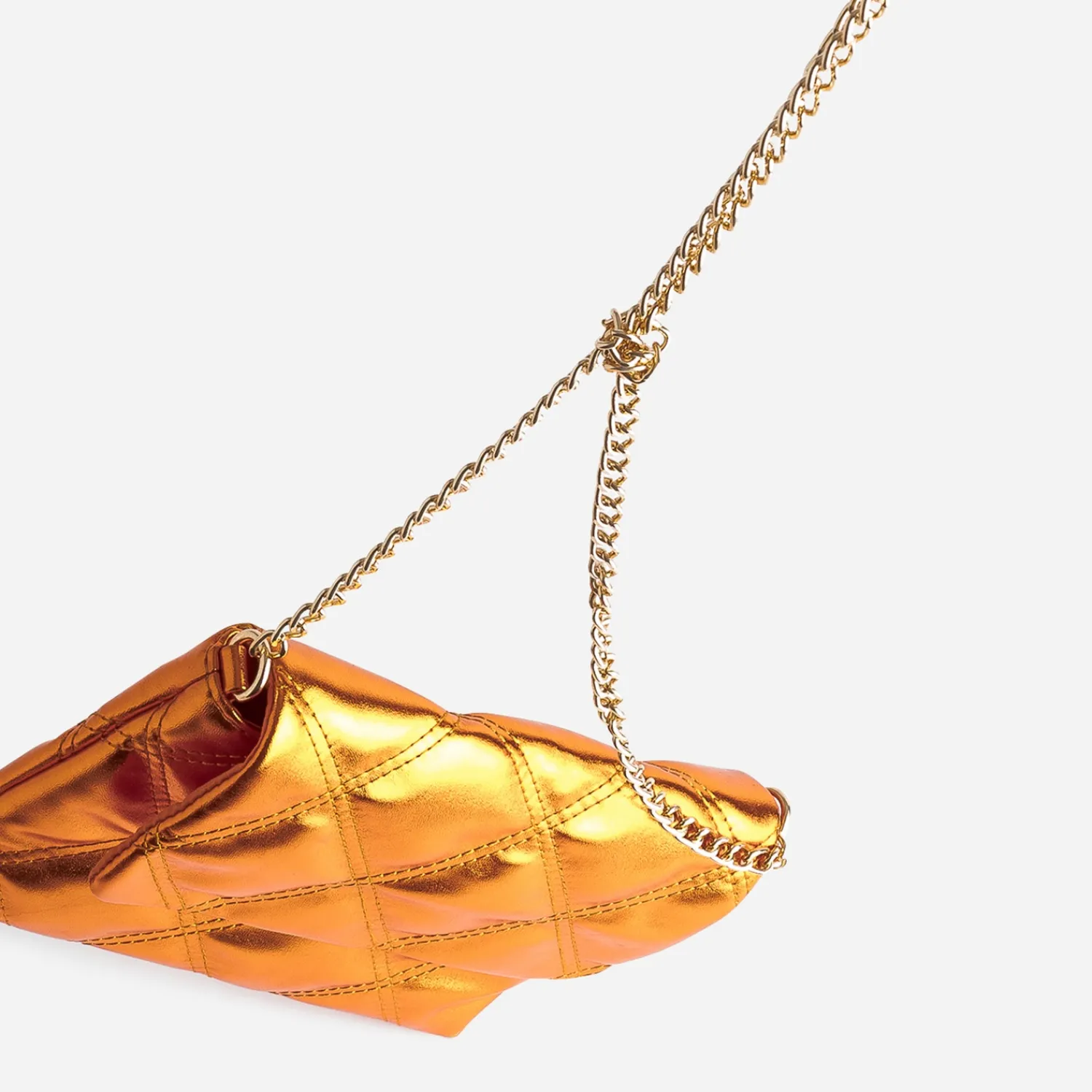 Texto Sacs À Main^Pochette métallisé matelassée ORANGE
