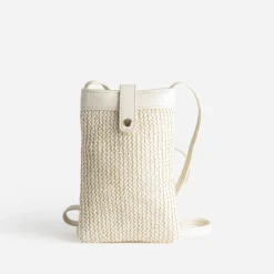Eram Petite Maroquinerie^Pochette-téléphone écrue bi-matière tressée BEIGE