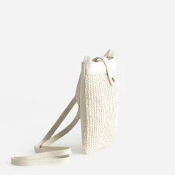 Eram Petite Maroquinerie^Pochette-téléphone écrue bi-matière tressée BEIGE