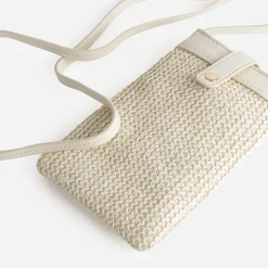Eram Petite Maroquinerie^Pochette-téléphone écrue bi-matière tressée BEIGE