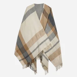 Eram Ponchos|Echarpes & Foulards^Poncho , écru, gris à motif carreaux CAMEL