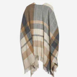 Eram Ponchos|Echarpes & Foulards^Poncho , écru, gris à motif carreaux CAMEL
