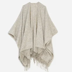 Eram Ponchos^Poncho TEXTO écru chiné à franges ECRU