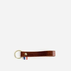 Eram Autres Accessoires^Porte-clés marron en cuir embossé effet croco COGNAC