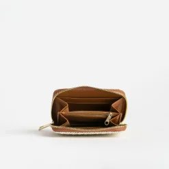 Eram Petite Maroquinerie^Ptefeuille beige tressé intérieur camel OR