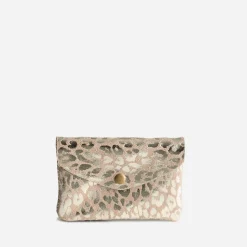 Texto Capsule Maroquinerie Cuir|Petite Maroquinerie^Porte-monnaie cuir velours motif doré BEIGE