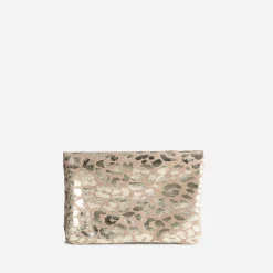 Texto Capsule Maroquinerie Cuir|Petite Maroquinerie^Porte-monnaie cuir velours motif doré BEIGE