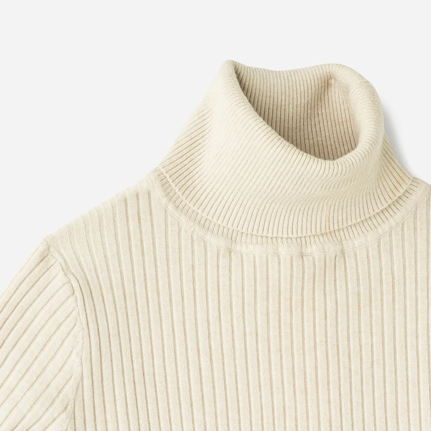 Texto Pulls^Pull clair côtelé à col roulé BEIGE