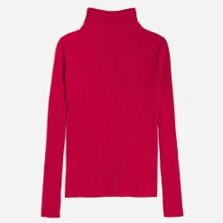 Texto Pulls^Pull côtelé à col roulé ROUGE