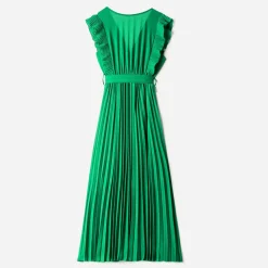 Texto Robes^Robe longue e plissée VERT