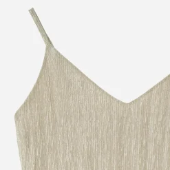Texto Robes^Robe beige métallisé fines bretelles OR