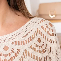 Texto Robes^Robe écrue façon macramé BEIGE