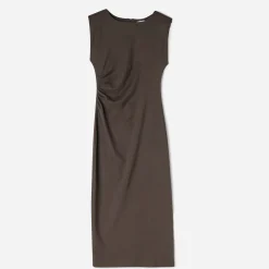 Texto Robes^Robe-tube longue chocolat MARRON