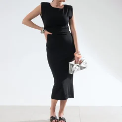 Texto Robes^Robe-tube longue e NOIR