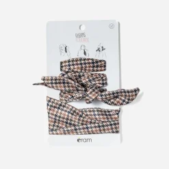 Eram Accessoires^Rubans-foulards à motif pied-de-poule kaki MULTICOLORE