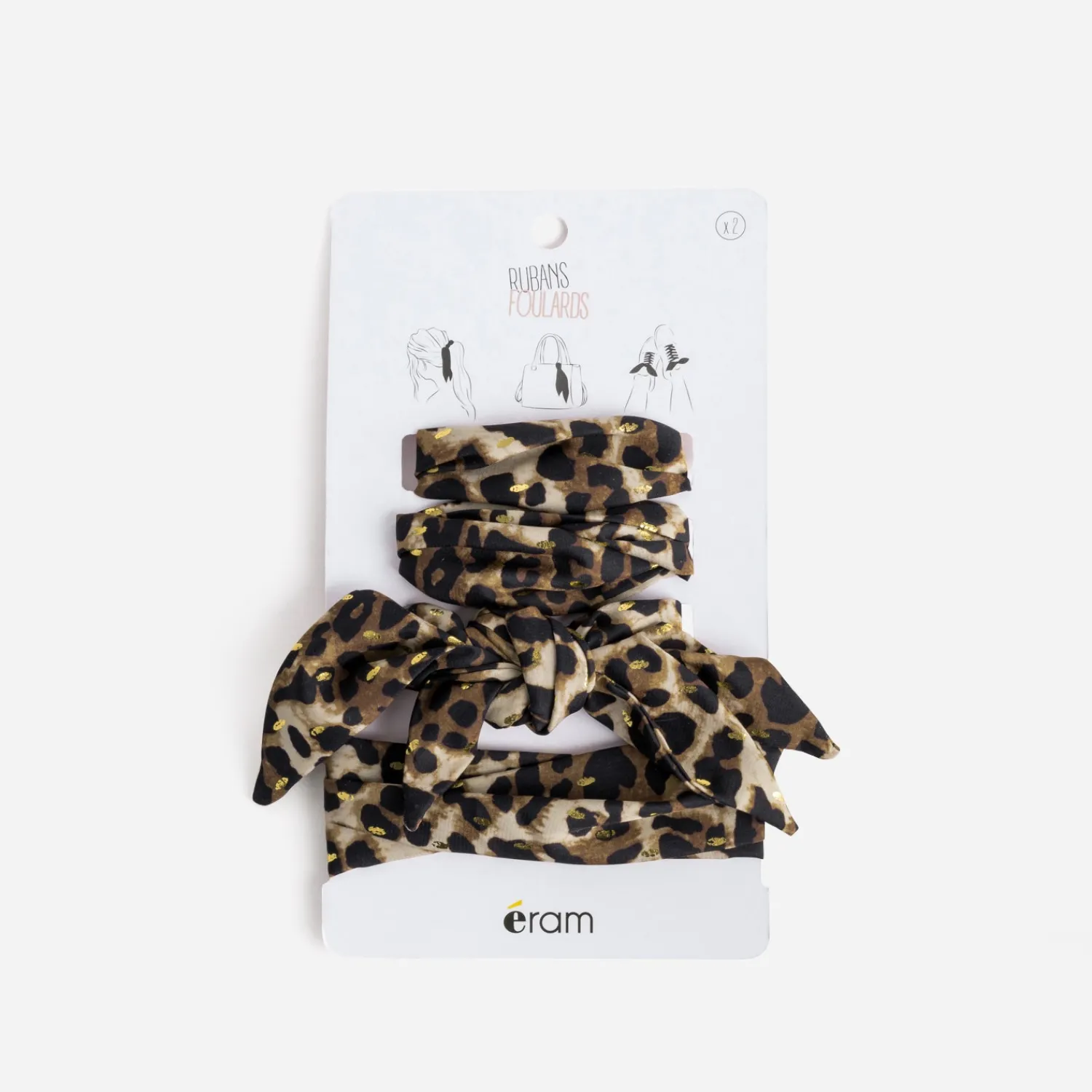 Eram Autres Accessoires^Rubans-foulards beige à motif léopard MARRON