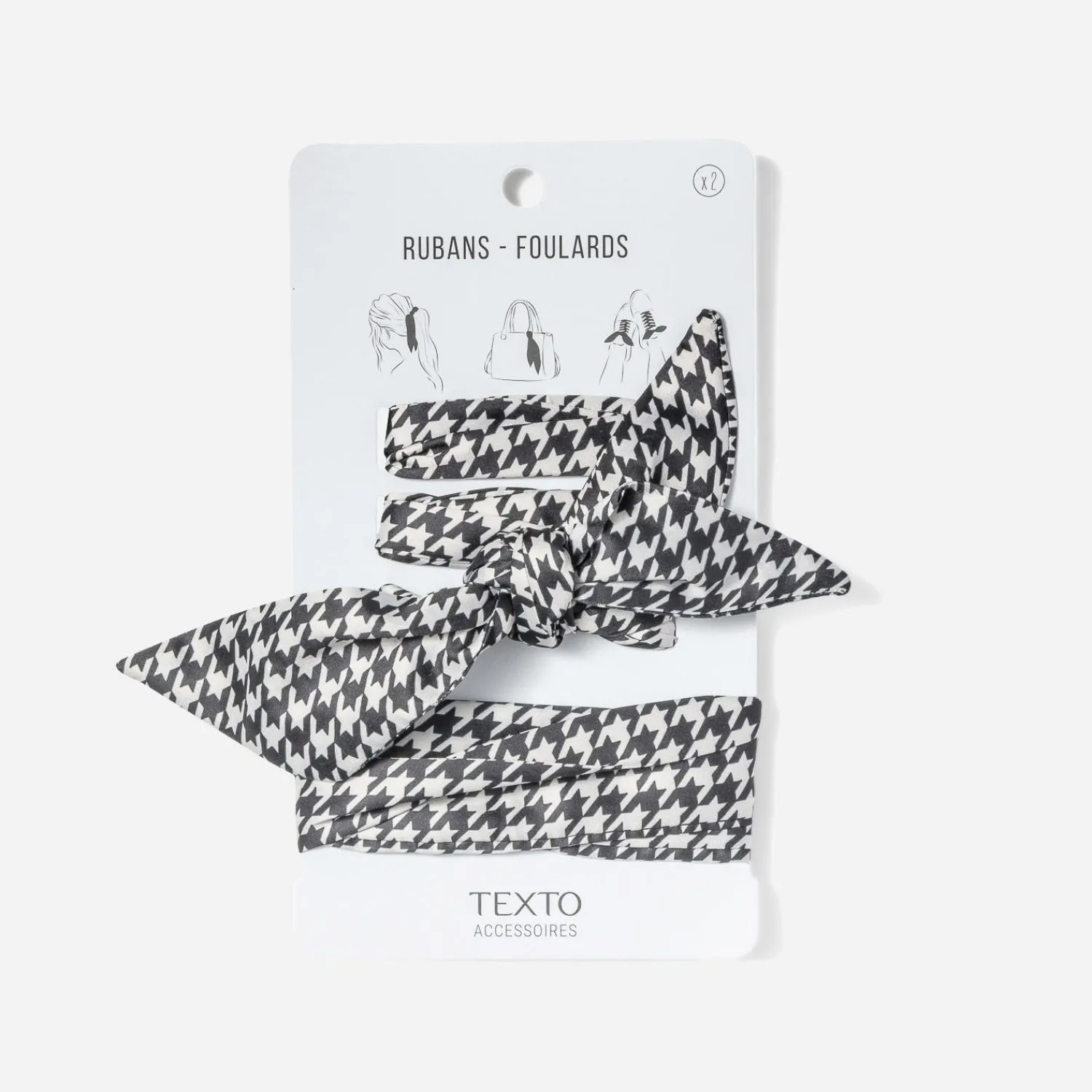 Texto Accessoires^Rubans-foulards s à motif pied-de-poule NOIR