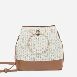 Eram Sacs À Main^Sac à main bi matière camel et effet tressé BEIGE
