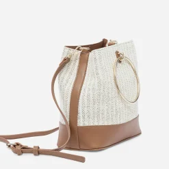 Eram Sacs À Main^Sac à main bi matière camel et effet tressé BEIGE
