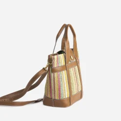 Eram Sacs Cabas^Sac à main et tressage multicolore CAMEL