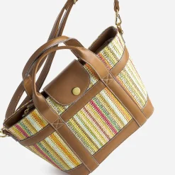 Eram Sacs Cabas^Sac à main et tressage multicolore CAMEL