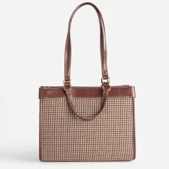 Eram Sacs À Main^Sac à main à motif pied-de-poule COGNAC