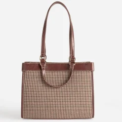 Eram Sacs À Main^Sac à main à motif pied-de-poule COGNAC