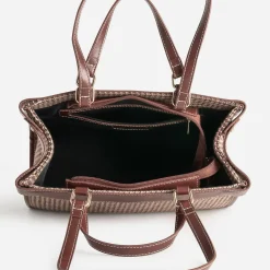 Eram Sacs À Main^Sac à main à motif pied-de-poule COGNAC