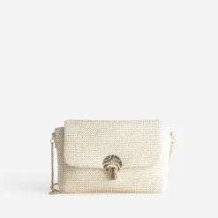 Eram Sacs À Main^Sac à main écru tressé détails dorés BEIGE