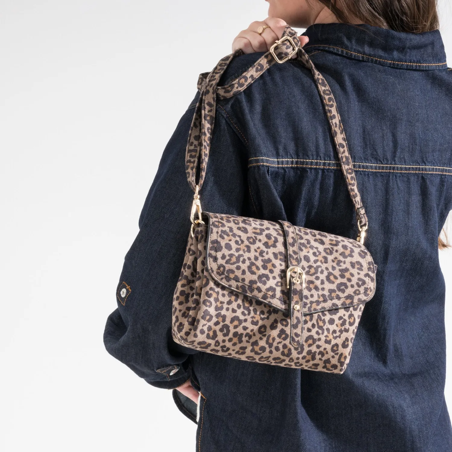 Eram Sacs À Main^Sac à main suédé à motif léopard MARRON