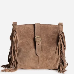 Texto Capsule Maroquinerie Cuir|Sacs À Main^Sac à main cuir velours à franges TAUPE
