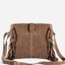 Texto Capsule Maroquinerie Cuir|Sacs À Main^Sac à main cuir velours à franges TAUPE