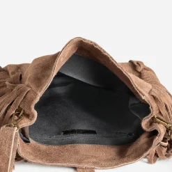 Texto Capsule Maroquinerie Cuir|Sacs À Main^Sac à main cuir velours à franges TAUPE