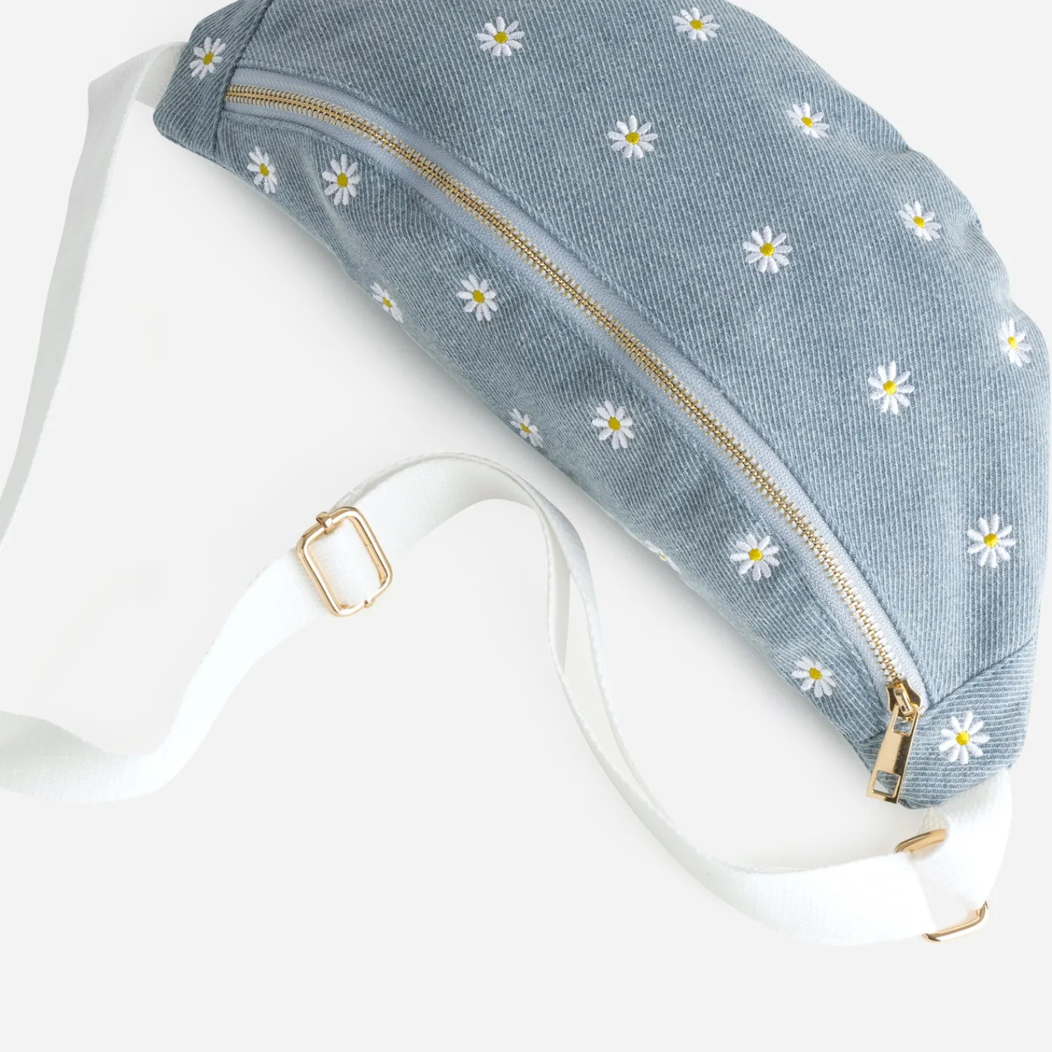Eram Sacs Bananes & Bandoulières|Sacs À Main^Sac banane baby blue en toile brodée fleurs BLEU