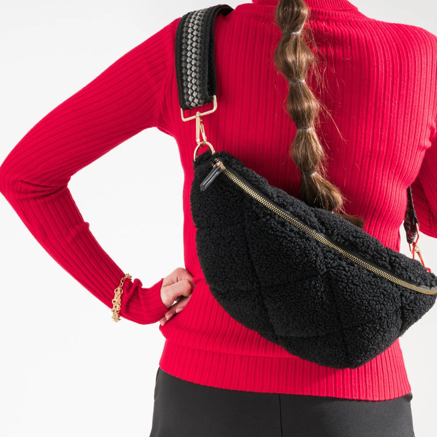 Eram Sacs Bananes & Bandoulières|Sacs À Main^Sac banane sherpa bouclette NOIR