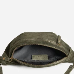 Texto Capsule Maroquinerie Cuir|Sacs Bananes & Bandoulières^Sac banane cuir velours KAKI