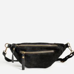 Texto Capsule Maroquinerie Cuir|Sacs Bananes & Bandoulières^Sac banane cuir velours NOIR