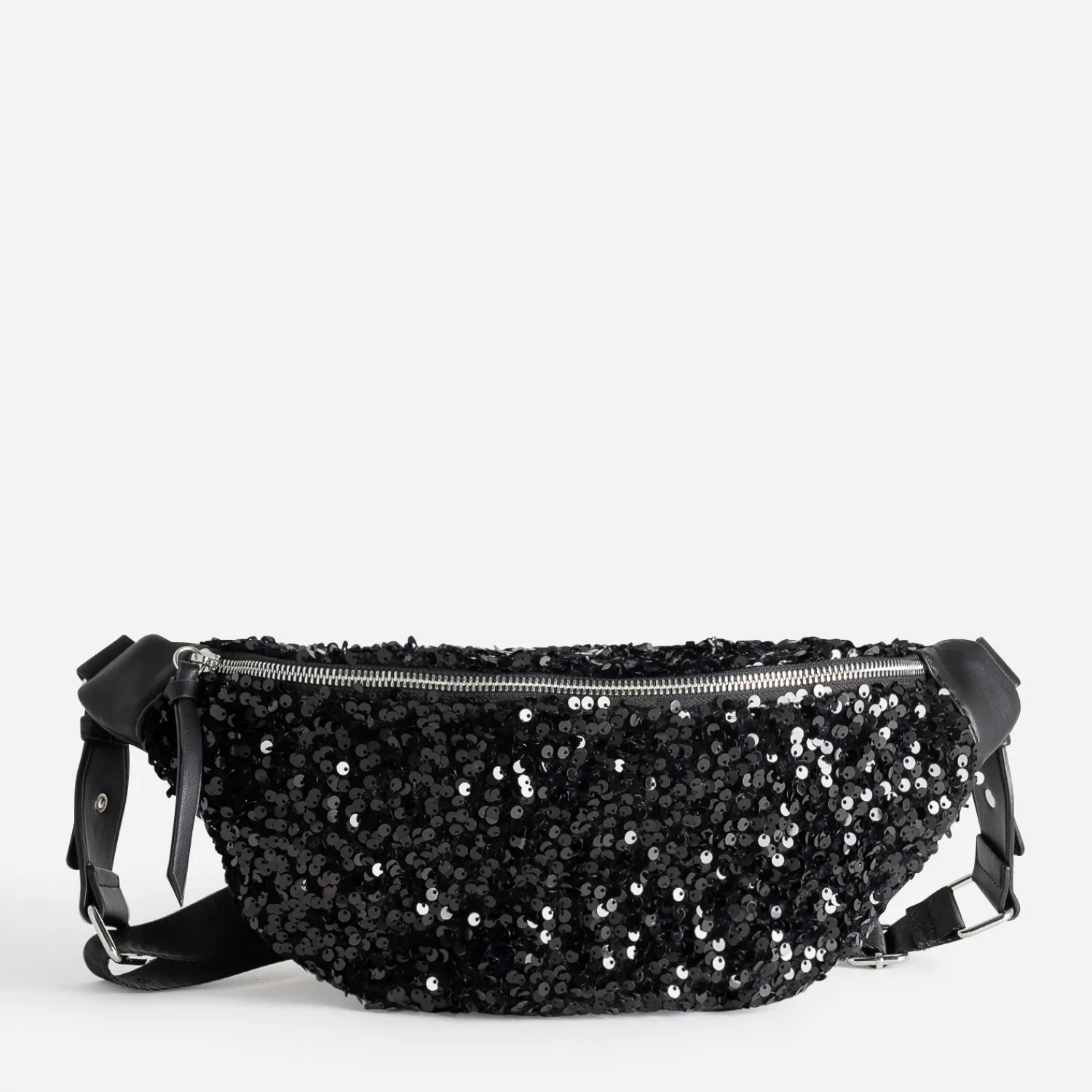 Texto Sacs Bananes & Bandoulières|Sacs À Main^Sac banane e bi-matière à sequins NOIR