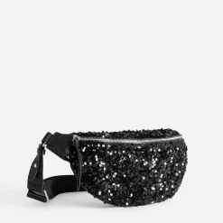 Texto Sacs Bananes & Bandoulières|Sacs À Main^Sac banane e bi-matière à sequins NOIR