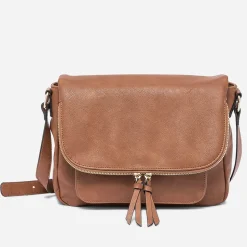 Eram Sacs À Main^Sac besace avec rabat zippé CAMEL