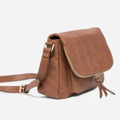 Eram Sacs À Main^Sac besace avec rabat zippé CAMEL